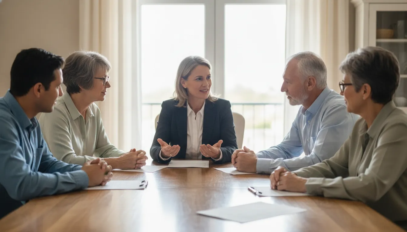 Certified Financial Planner meeting with a multigenerational family about a coordinated financial plan
