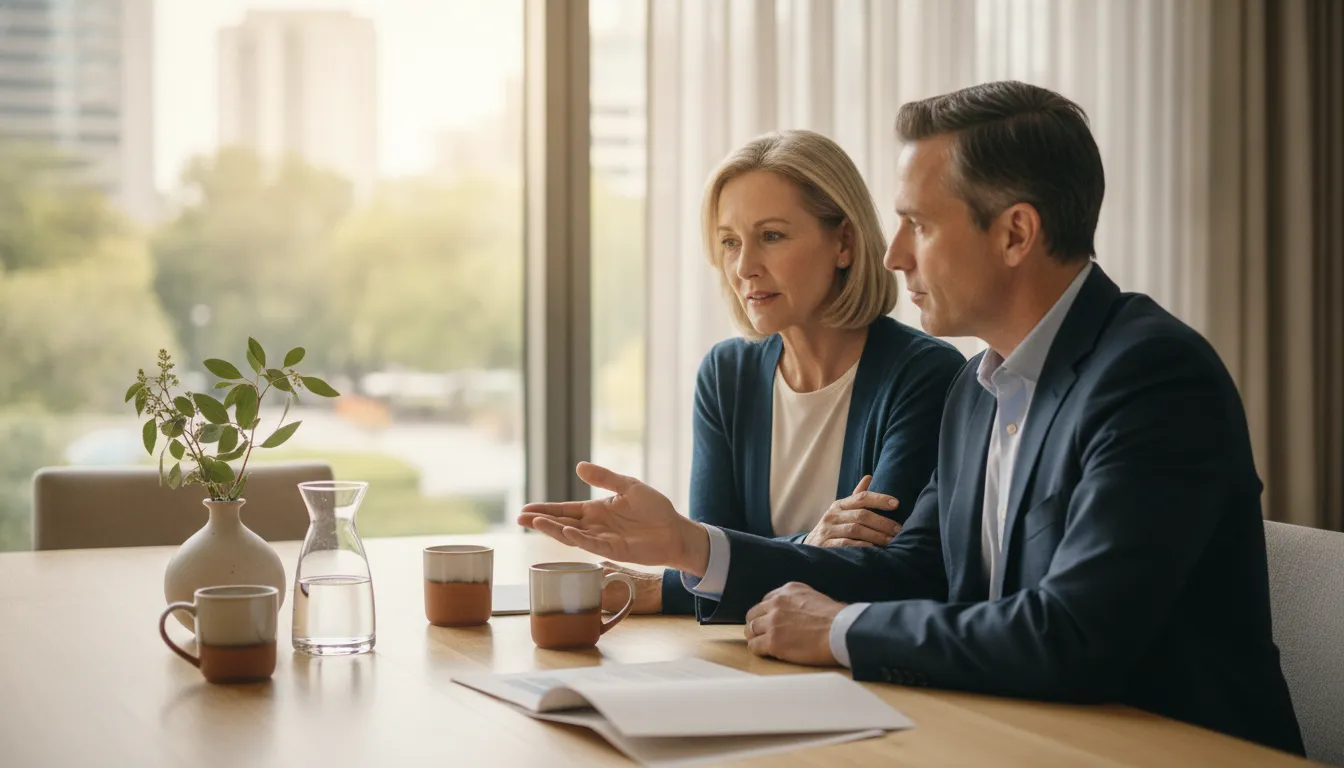 Couple discussing long-term priorities as part of comprehensive wealth management