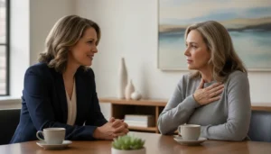 financial professional supporting a widow during a consultation