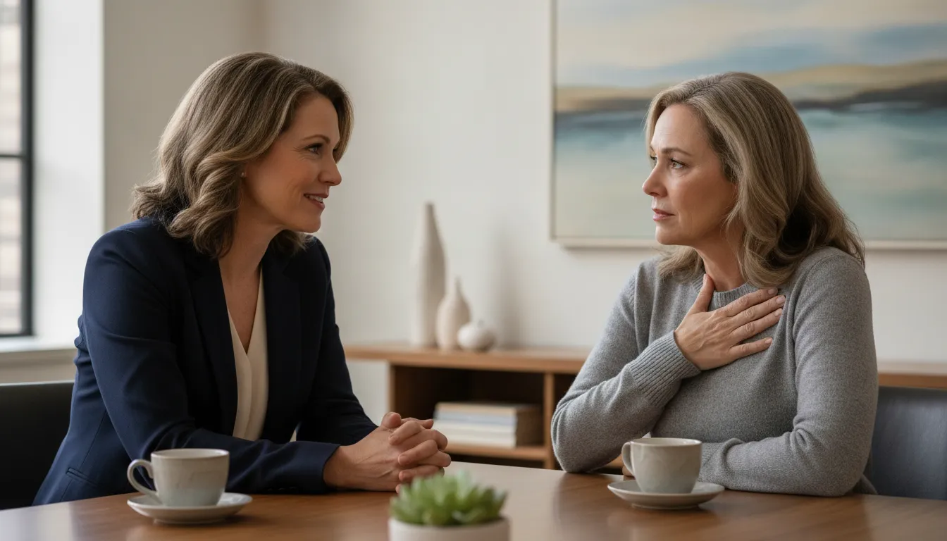 financial professional supporting a widow during a consultation